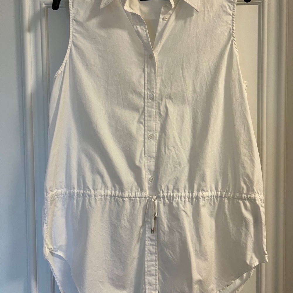 Ralph Lauren White Sleeveless Button Down Shirt